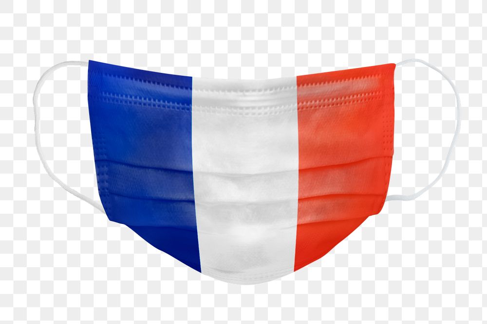 French flag pattern on a face mask mockup