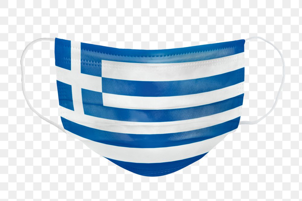 Greek flag pattern on a face mask mockup