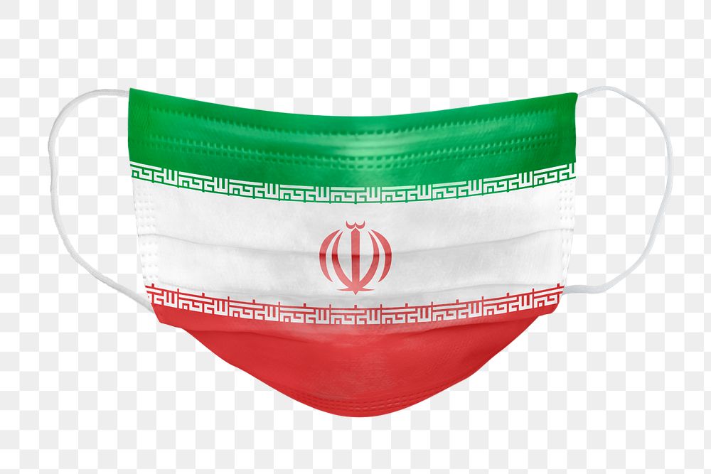Iranian flag pattern on a face mask mockup