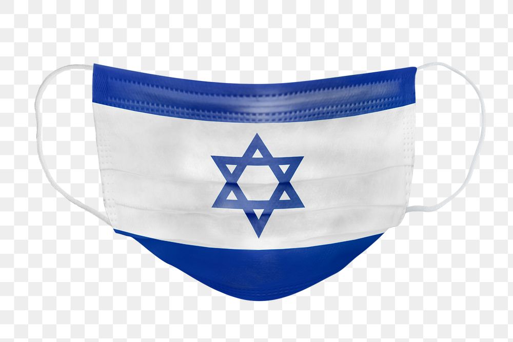 Israeli flag pattern on a face mask mockup