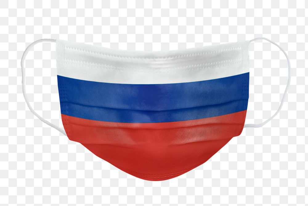 Russian flag pattern on a face mask mockup