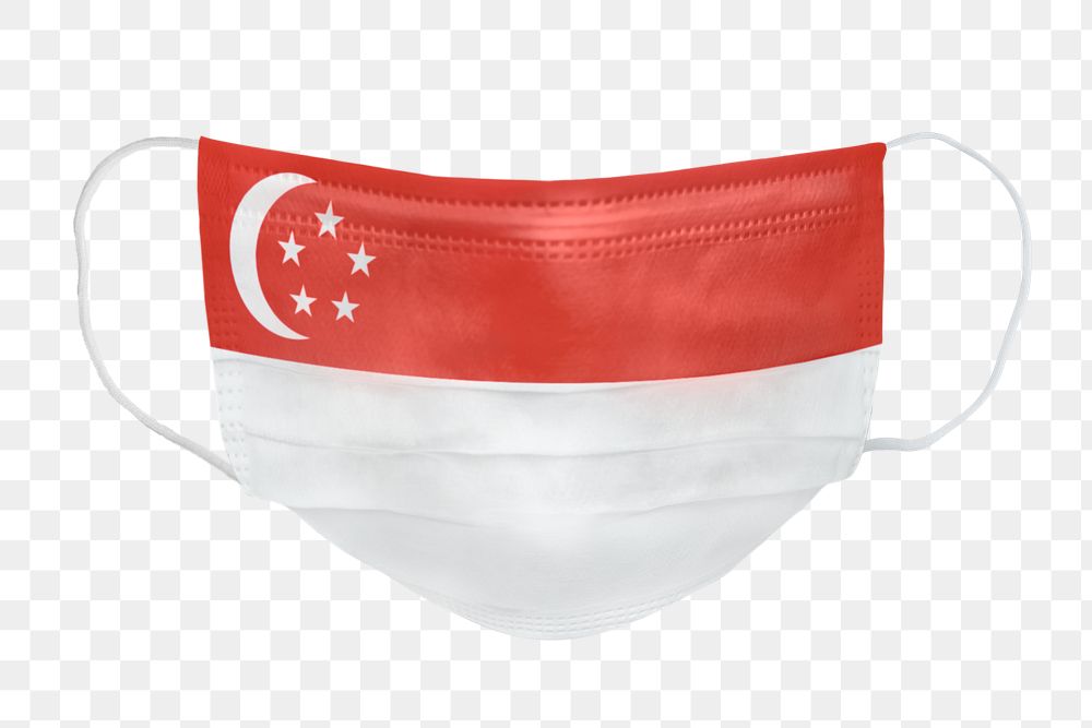 Singaporean flag pattern on a face mask mockup