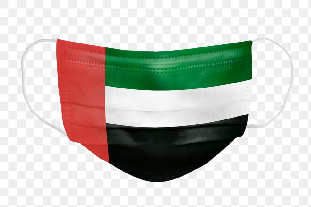 Emirati flag pattern on a face mask mockup