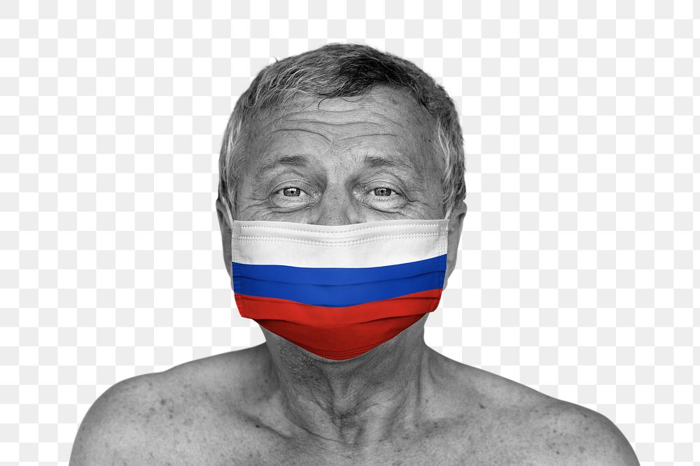 Russian man wearing a face mask during coronavirus pandemic
