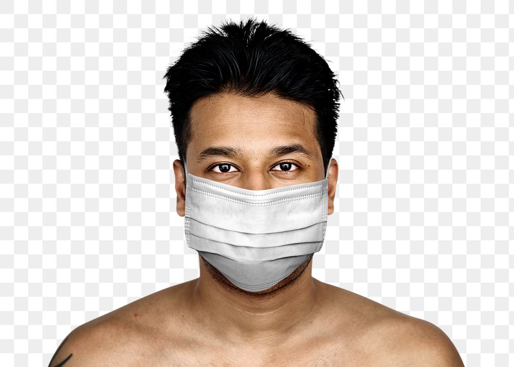 Asian man wearing a face mask during coronavirus pandemic mockup