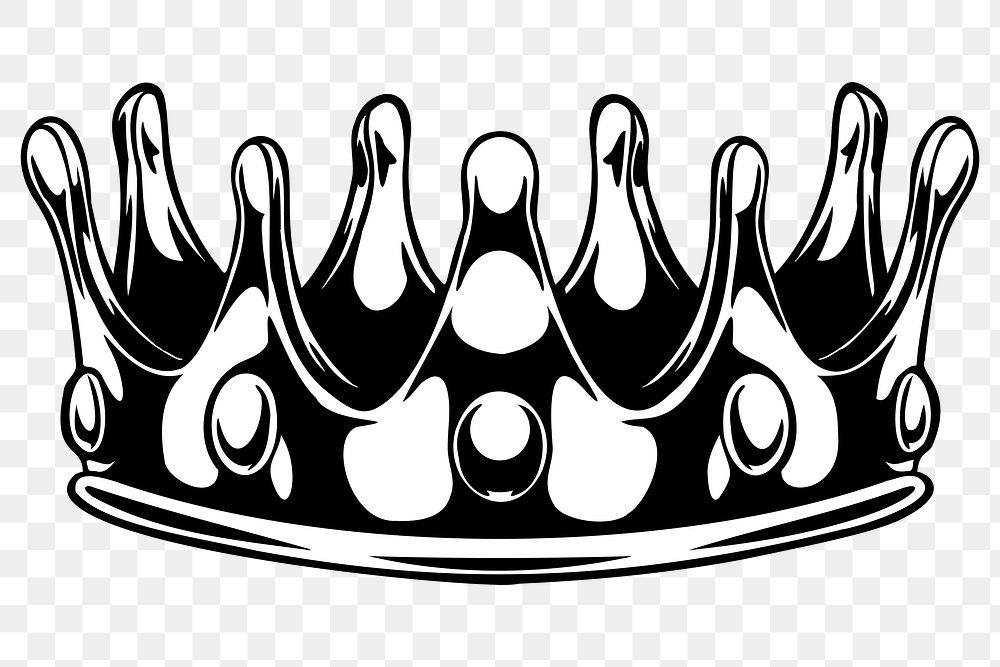 Black and white crown sticker design element