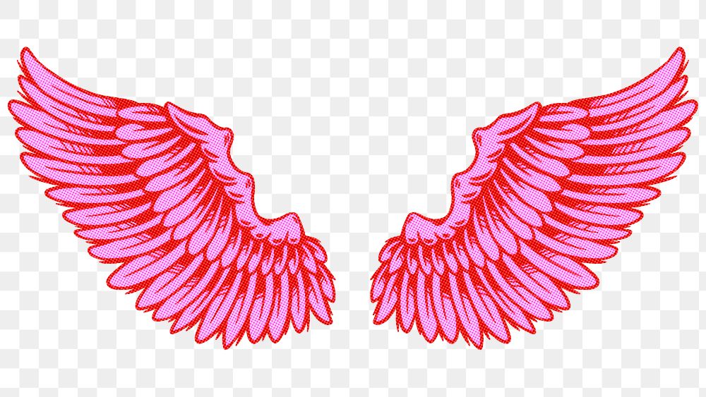 Neon pink wings sticker design element