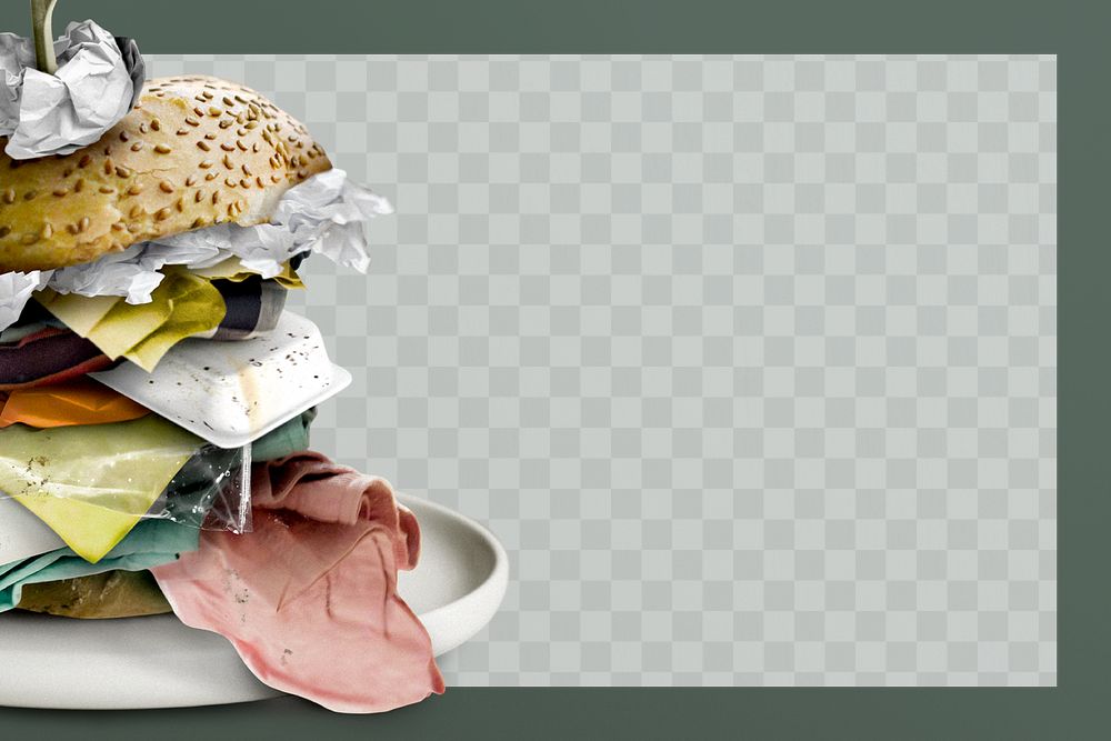 Rubbish trash hamburger frame design element