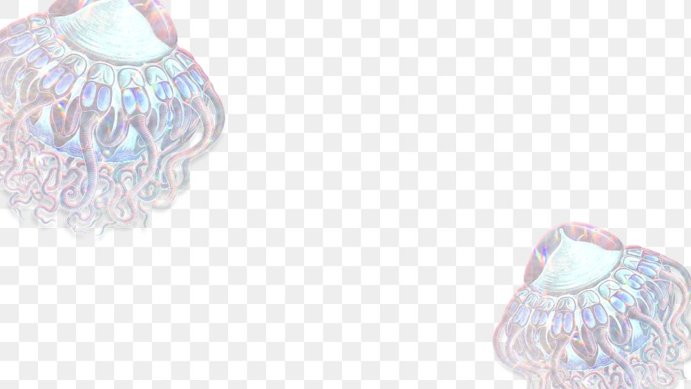 Silvery holographic jellyfish patterned background design element