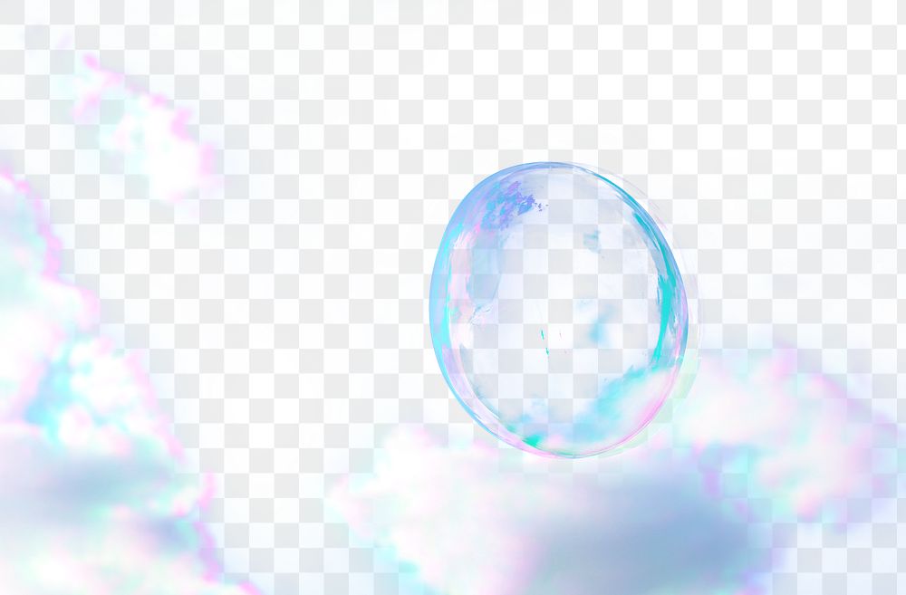 Soap bubbles on a cloudy sky design element