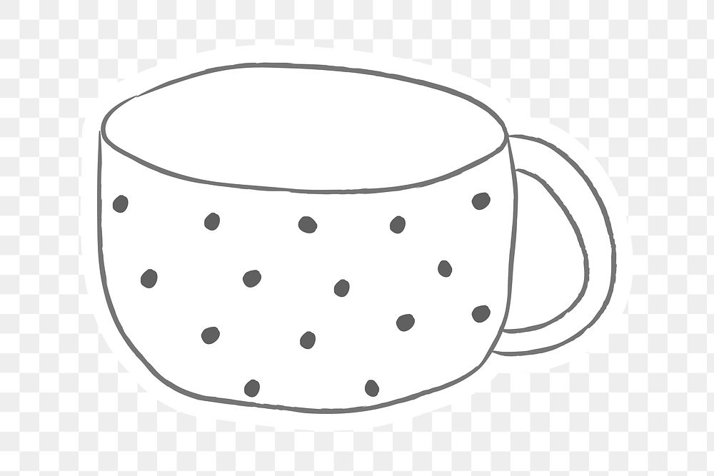 Cute polka dot coffee cup doodle style illustration