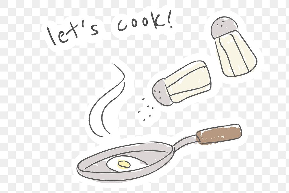 Fresh cooked fried egg on a pan sticker design element