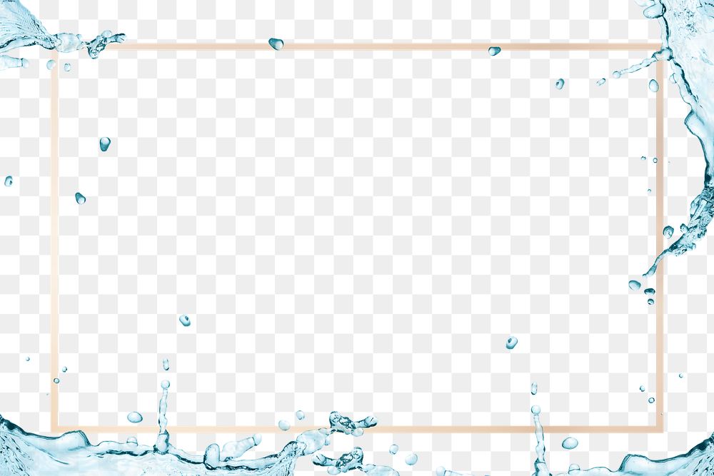Water splashing golden frame design element