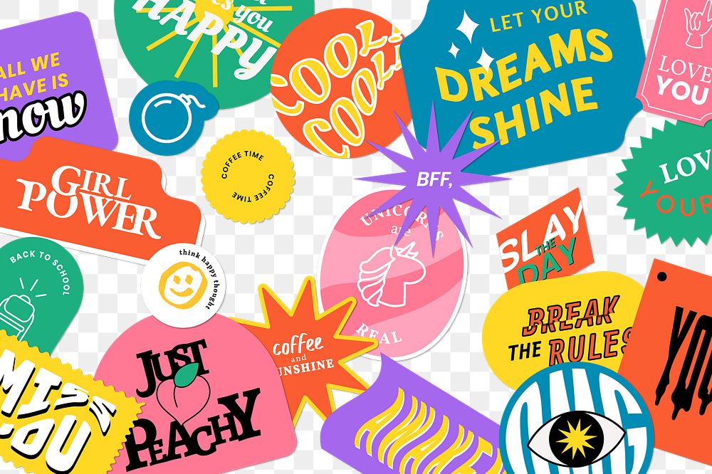 Vintage word sticker pattern png background 