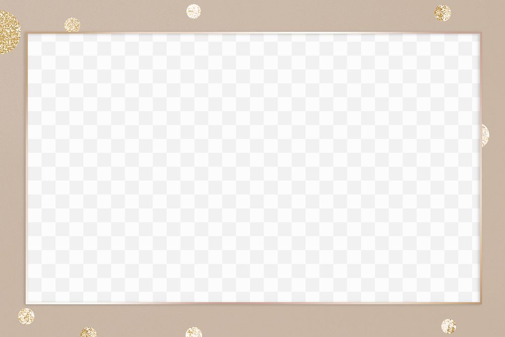 Gold frame with shimmery dots on a brown background design element
