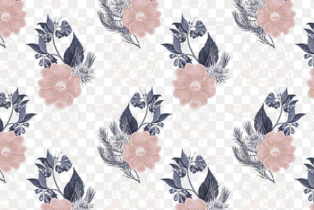 Hand drawn dull pin kand dark flower patterned background design element