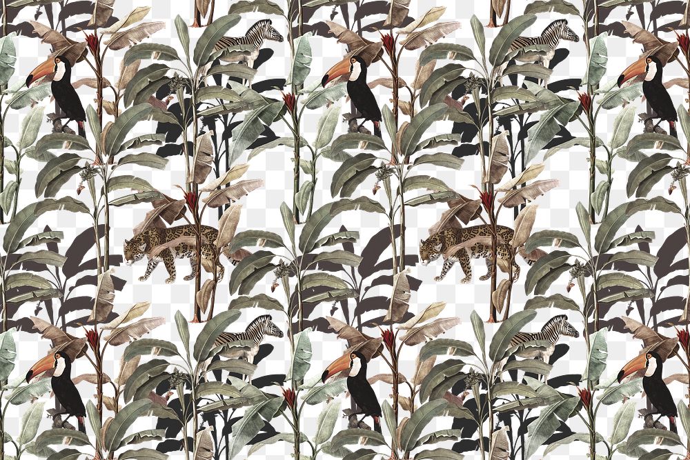 Hand drawn tropical patterned background design element