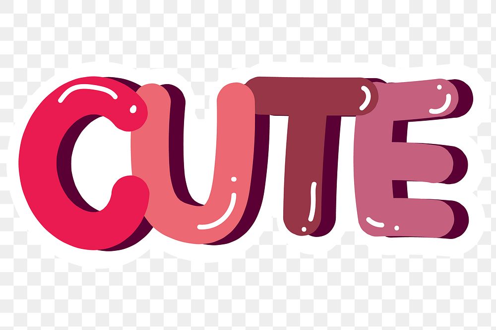 Pink cute word sticker design element