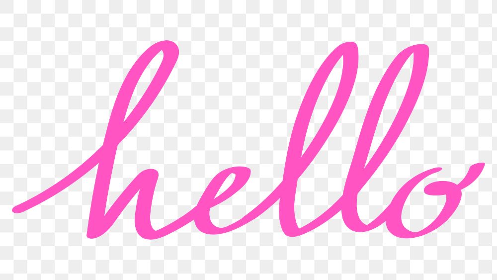 Pink cursive hello typography design element 
