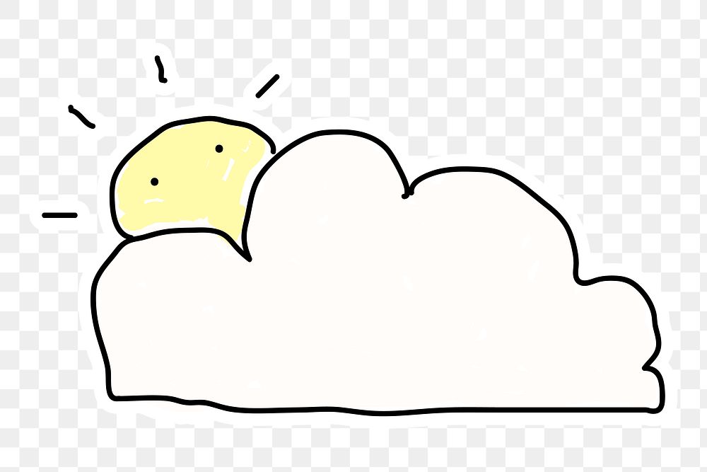 Cloud and sun doodle sticker | Premium PNG Sticker - rawpixel