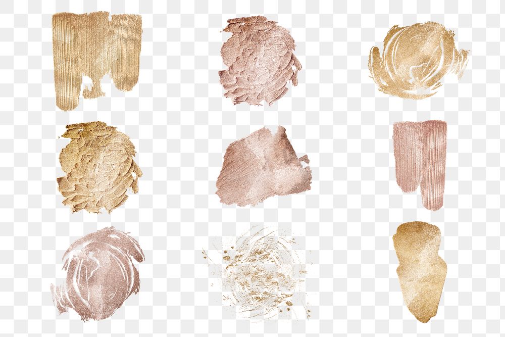 Smudged glitter gold png sticker paint collection