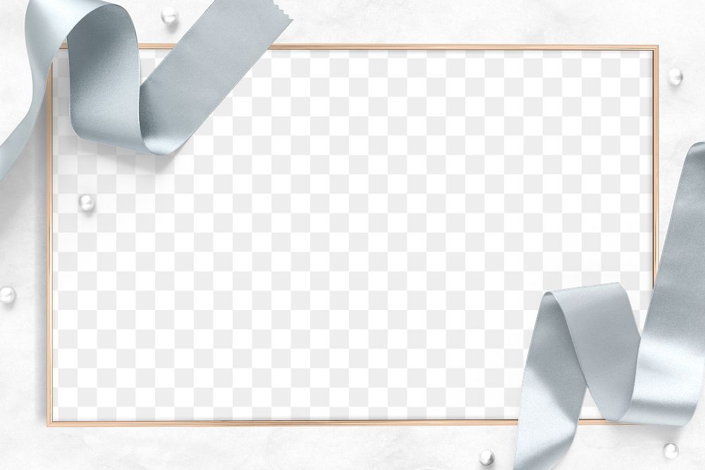Png silvery ribbon gold frame
