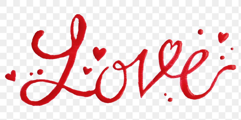 Cursive red Love typography design element
