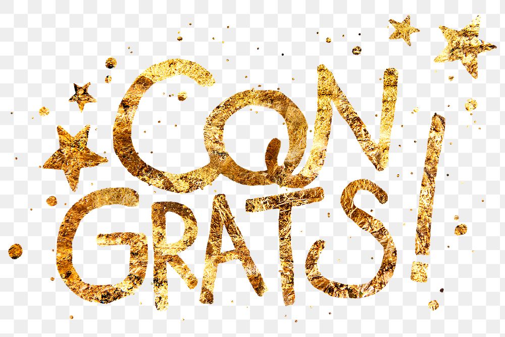 Shimmery Congrats! word png handwriting typography