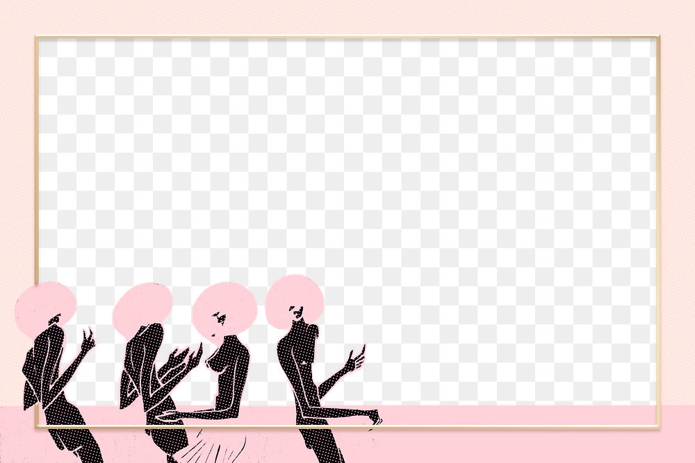 Black halftone women dancing png frame