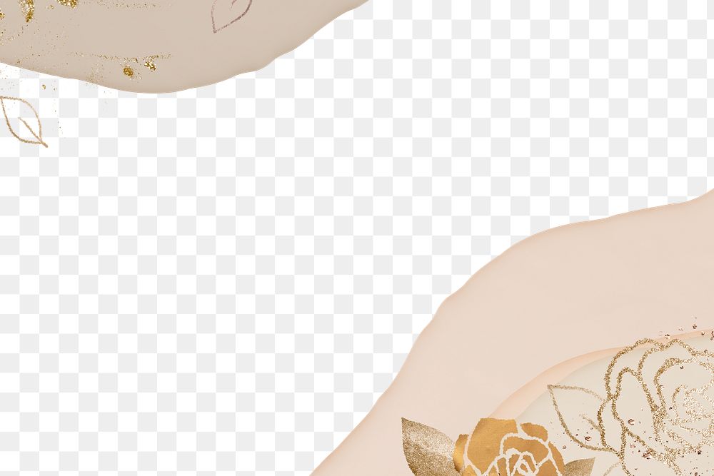 Floral gold png abstract background