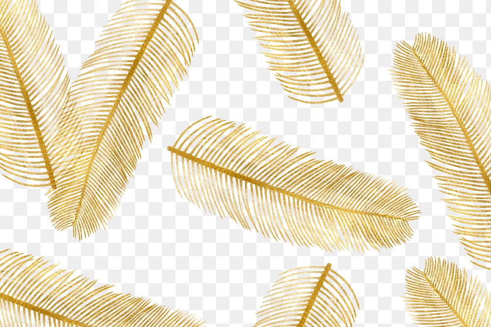 Palm leaf png gold shiny metallic pattern