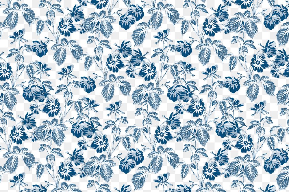 Png blue botanical pattern transparent background