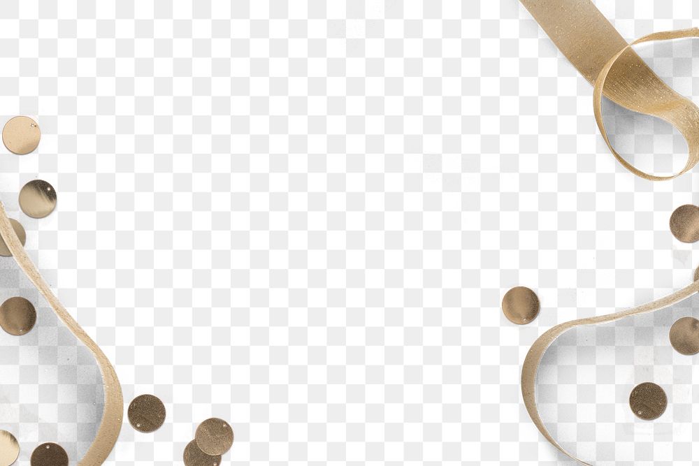 Gold confetti patterned png frame festive background