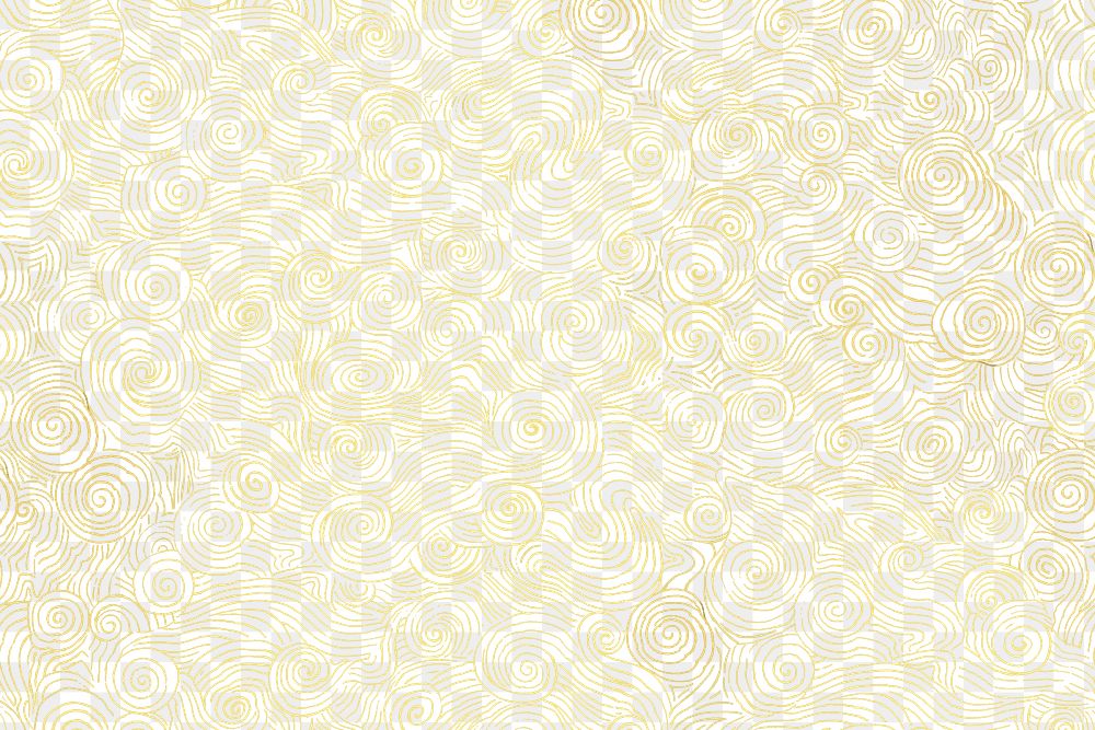 Png gold wave Chinese art pattern transparent background