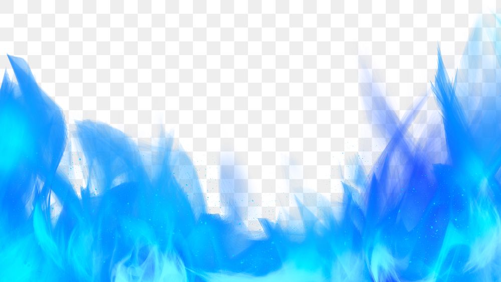 Retro png blue fire flame border frame