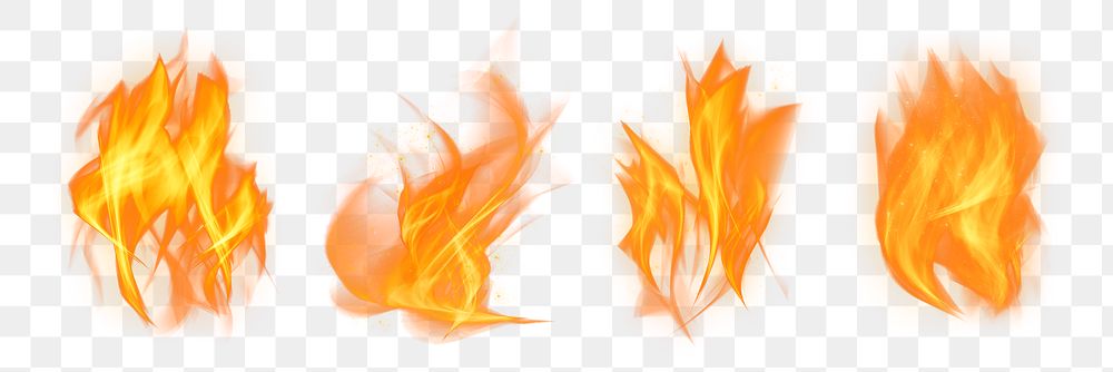 Png dramatic fire flame graphic element set