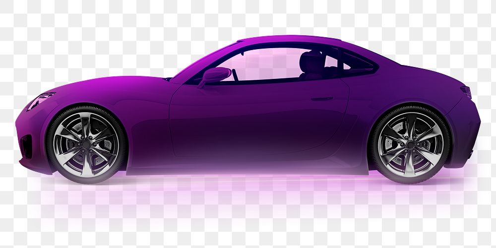 Purple 3d sports car render png smart car technology