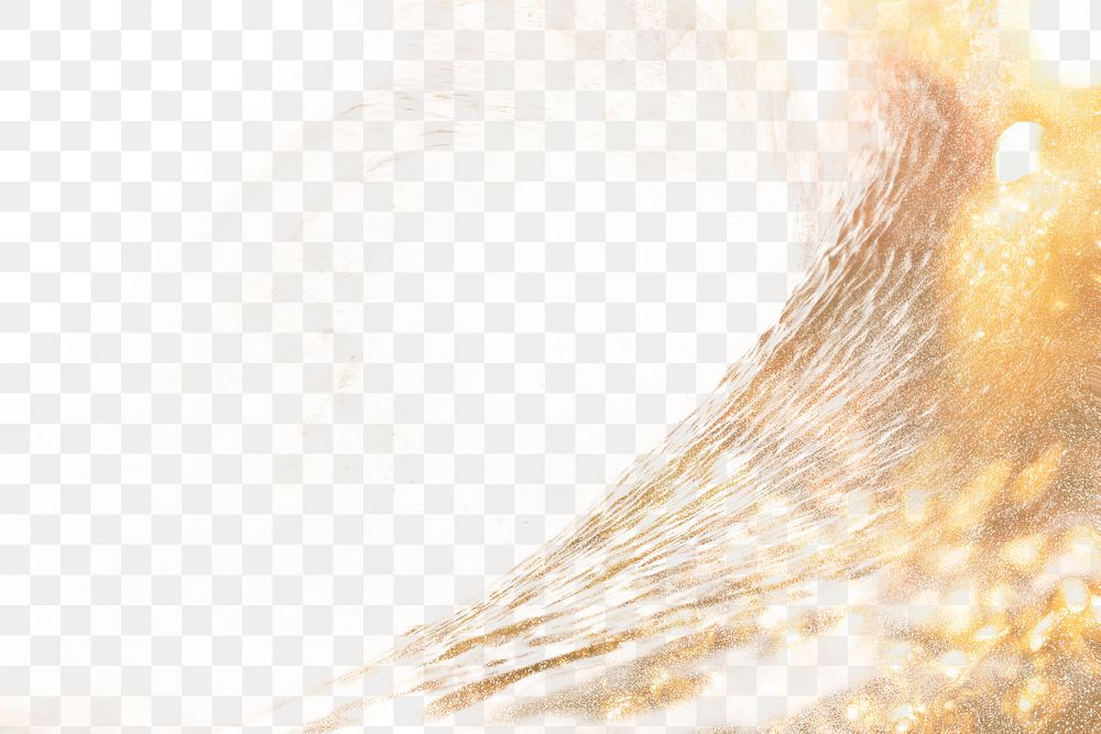 Sparkling gold wave png transparent background