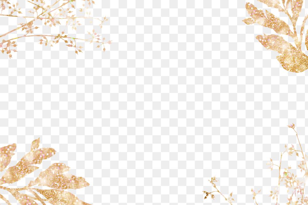 Sparkling gold leaf frame png transparent background