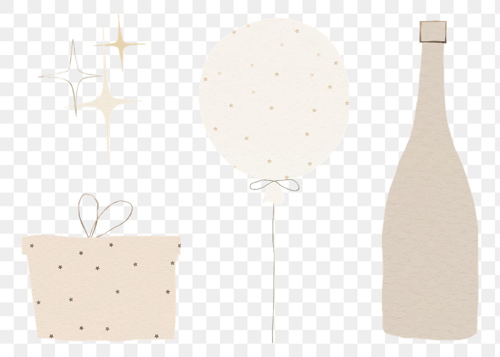 New year celebration party png sticker set transparent background