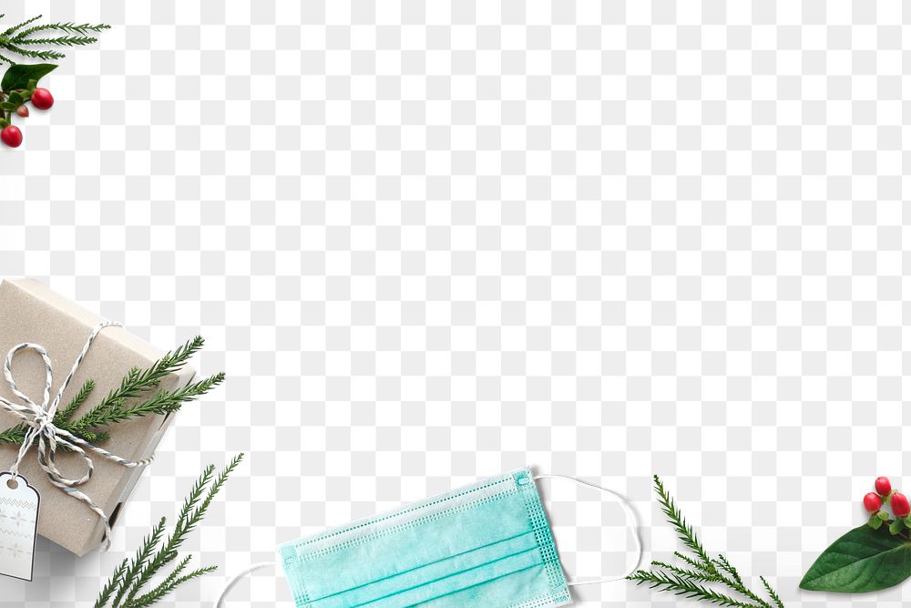 New normal Christmas png border transparent background