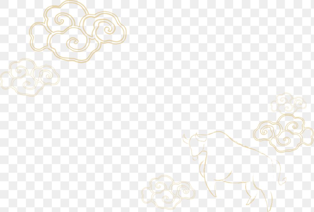 Chinese New Year border png gold with design space