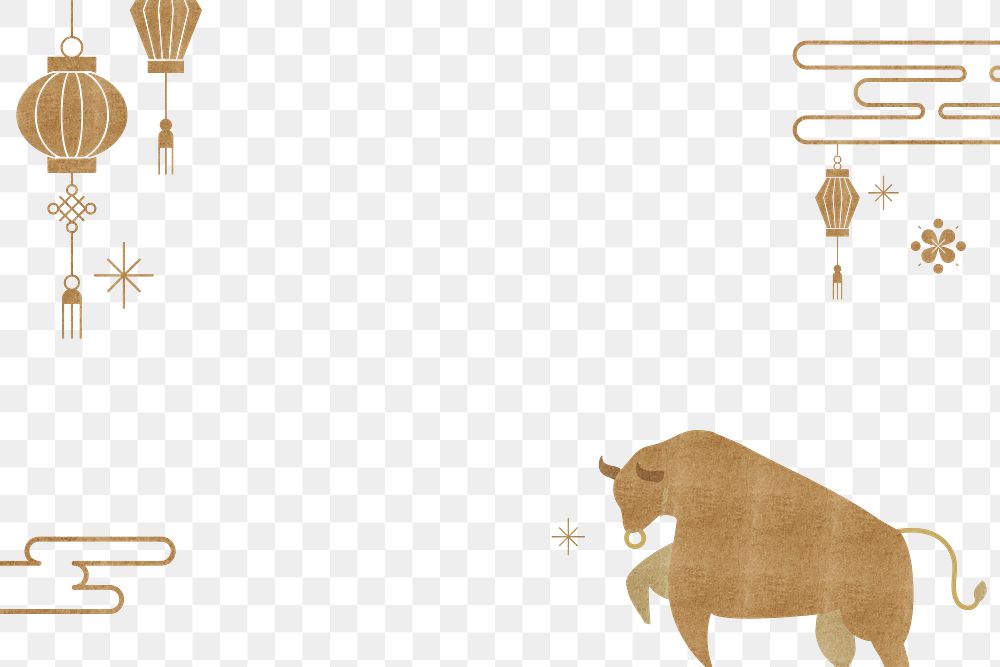 Year of ox png golden border with design space