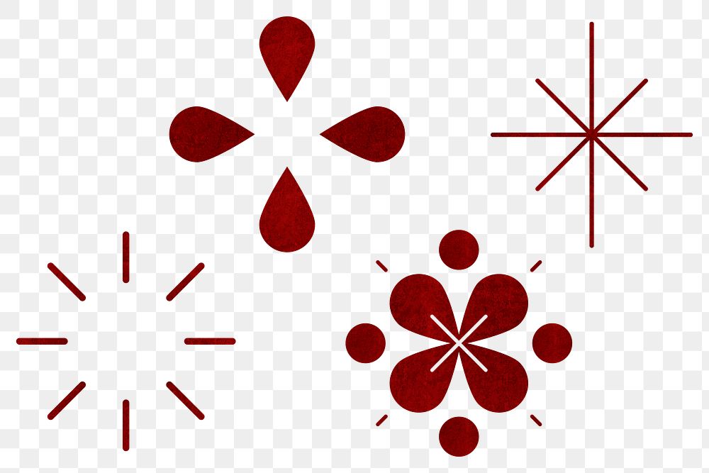 Chinese New Year fireworks png red design elements set