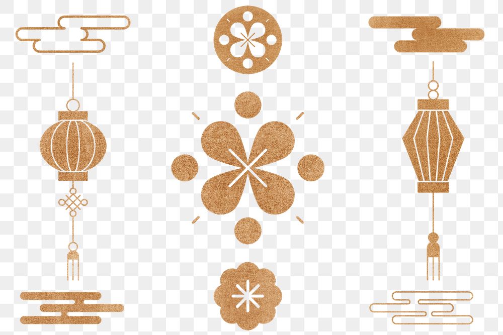 Chinese New Year png gold illustration collection
