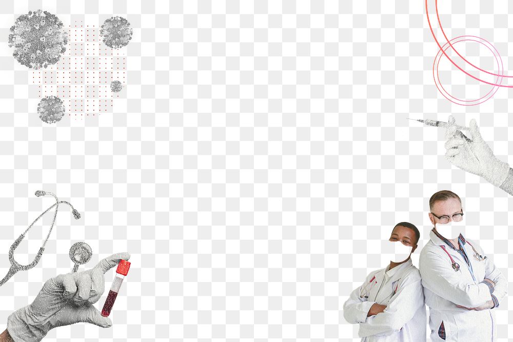 Coronavirus frontline staff png border with transparent background