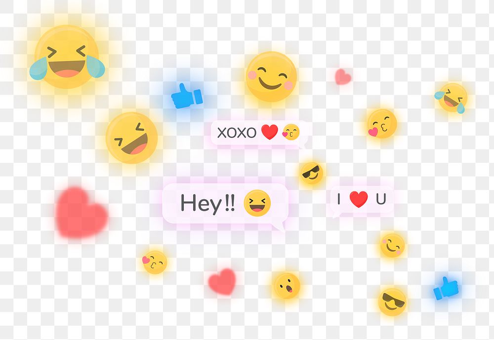 Cute emoticons flirty text png social media remix
