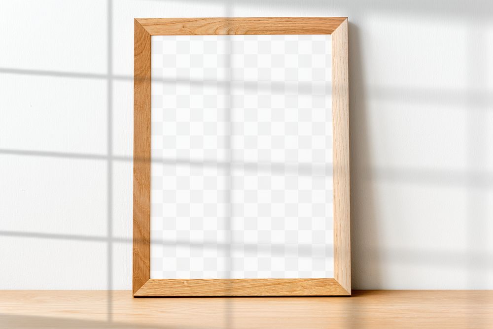 PNG wooden frame mockup with window shadow