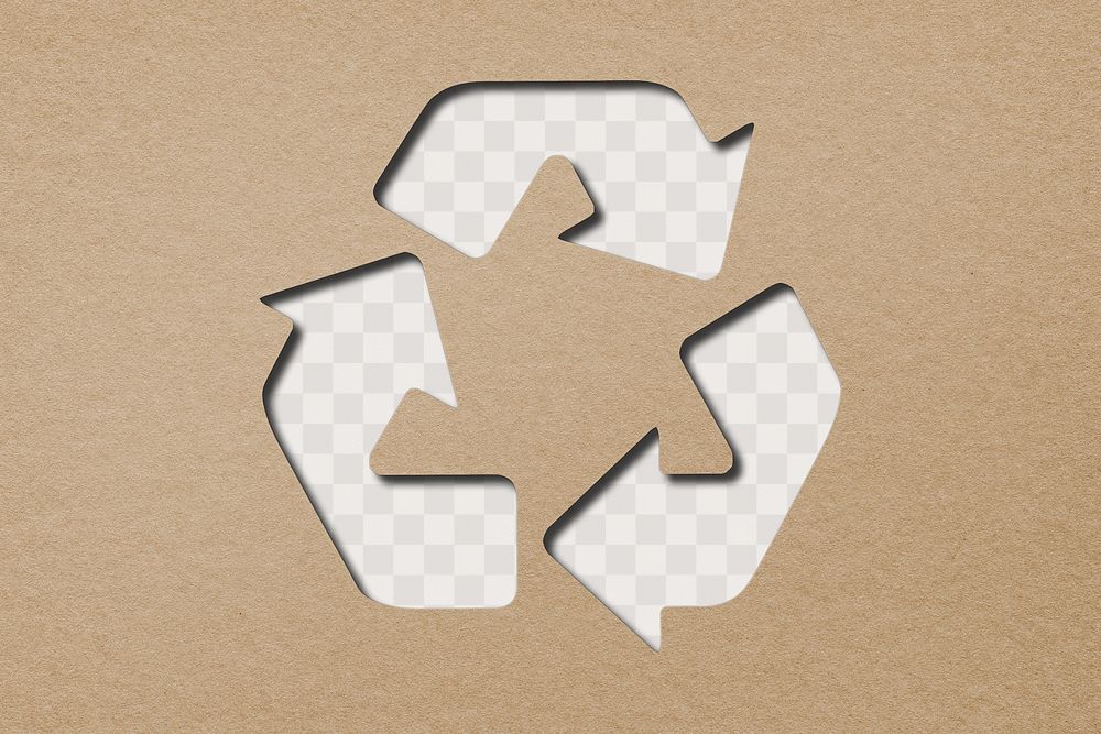 Png recycling symbol on brown textured background