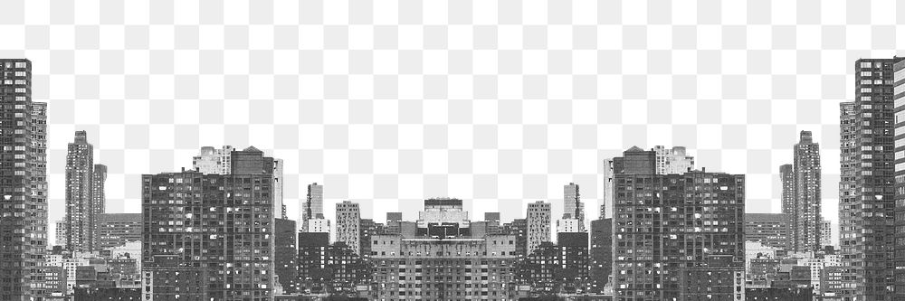 PNG grayscale cityscape creative design element